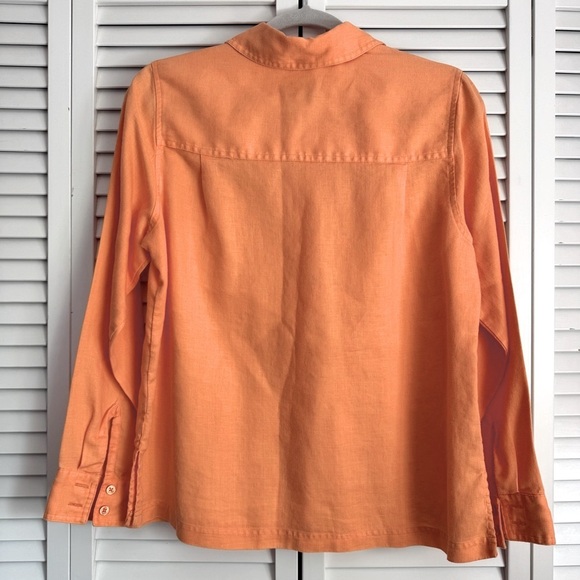 Pendleton Linen Button Down Long Sleeves Shirt Orange Size Medium - Picture 4 of 6